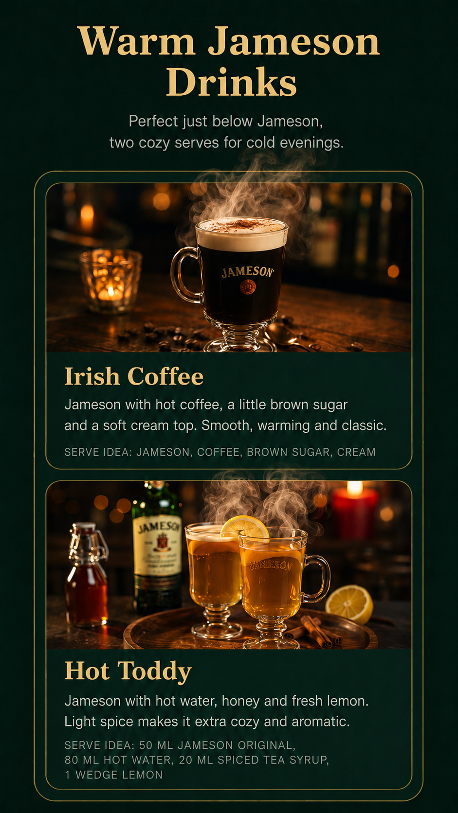 Warm Jameson drinks poster
